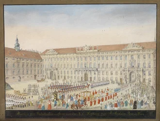 Départ pour la fête du Corpus Christi de la Hofburg impériale à la cathédrale Saint-Étienne à Vienne